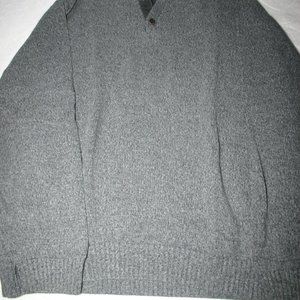 St Johns Bay Heavy Gray Sweater. XXL 3 button Mock Neck. 100% Cotton
